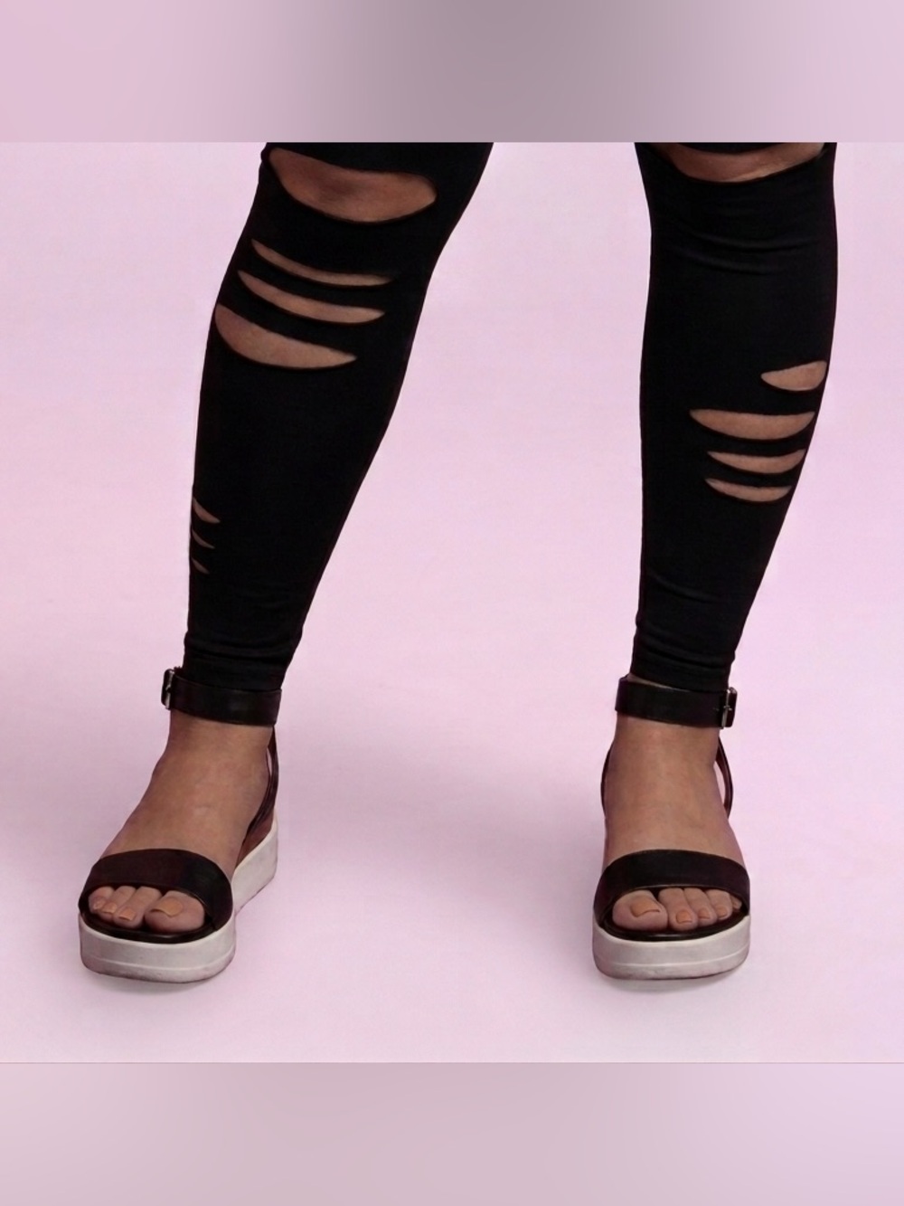 “MIA” Black Platform Ankle Strap Sandal
